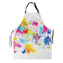 Sweetshow Artist Apron with 2 Pockets and Adjustable Neck Waterproof Colorful Butterfly Painting Aprons Art Smock Oil Paint Aprons for Adults Women Me