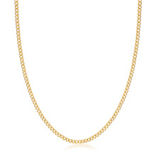 Collana con catena in oro Barzel placcata oro 18 carati a maglie cubane/curb da 3 mm per donna o uomo - realizzata in Brasile, 18 pollici, oro 3 mm