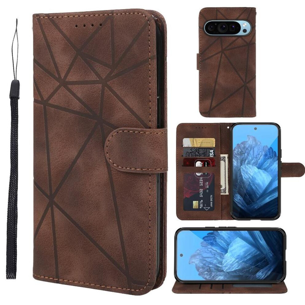 (Brown) Flip Case For Google Pixel 9 Pro Xl Card Slot Stand Flip Unisex Brown 764490342919