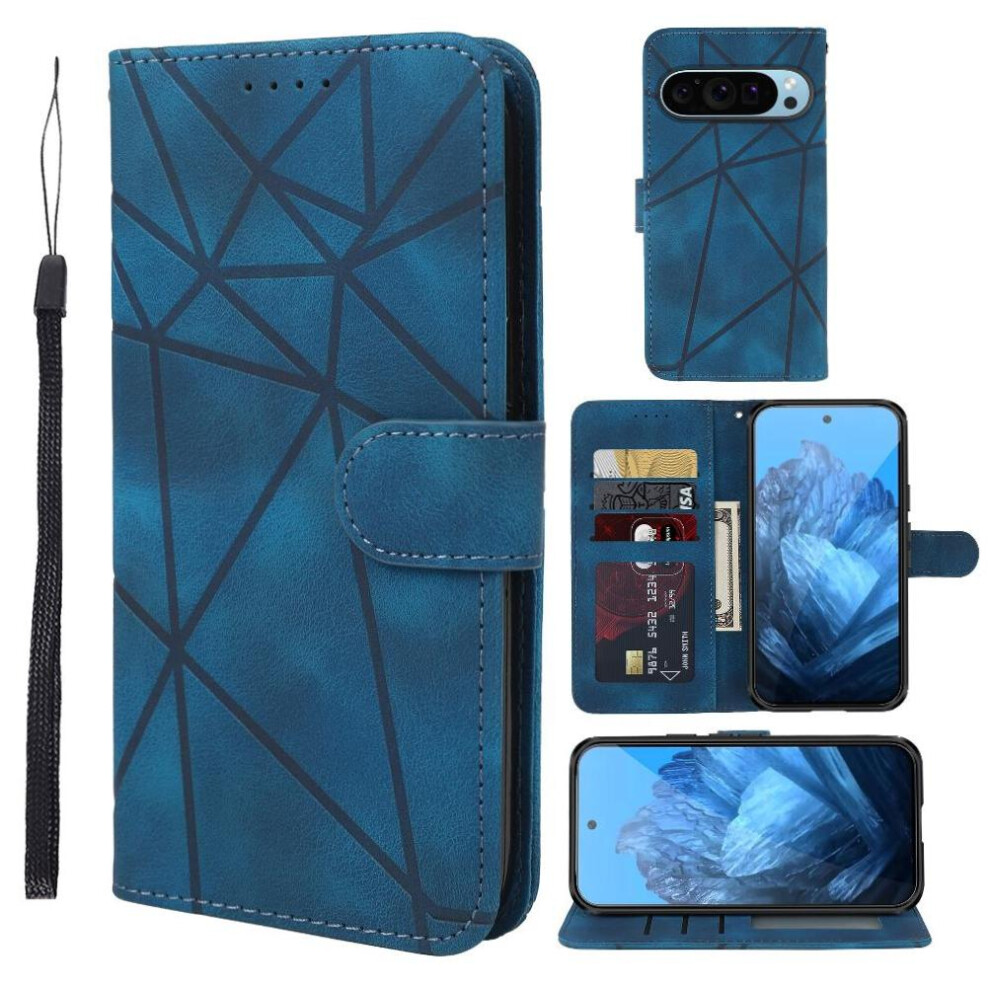 (Blue) Flip Case For Google Pixel 9 Pro Xl Card Slot Stand Flip Unisex Blue 764490342889