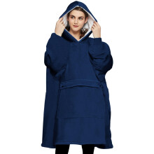 KFUBUO Wearable Blanket Hoodie for Adults Sherpa All Patterns Oversized Sweatshirt Blanket with Pockets Gifts for Mom Navy