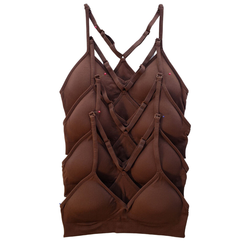 Kalon WomenAs Lot de 4 brassi   res de sport dos nageur sans coutures et confortables, taille S, chocolat
