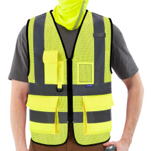 A-SAFETY 6XL 7XL 8XL Warnweste aus Netzstoff, reflektierende Sicherheitsweste mit Taschen und Reißverschluss (gelbes Netz, 6XL-8XL)