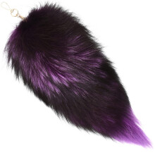 Forssils ?gte R?vehale Fluffy Furry R?vepelshale n?glering Sort R?d Hvid R?vehalepels Cosplay Leget?j til b?rn (lilla)