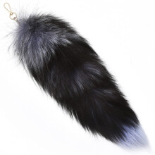 Forssils ?gte R?vehale Fluffy Furry R?vepelshale N?glering Sort R?d Hvid R?vehalepels Cosplay Leget?j til b?rn (Gr?)