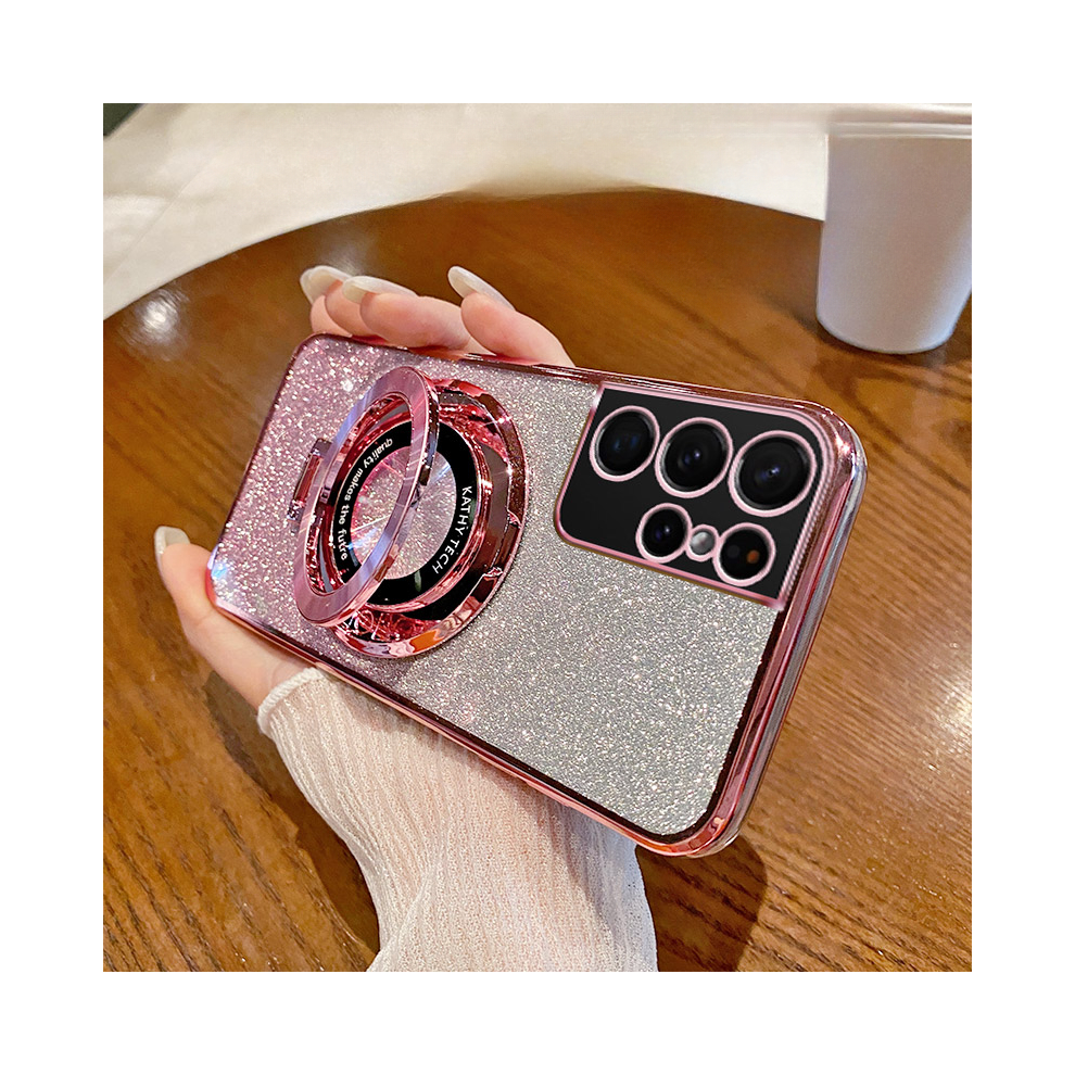 (, A34) Gradient Glitter Stand Case For Samsung Galaxy S24 Pink 967855136882