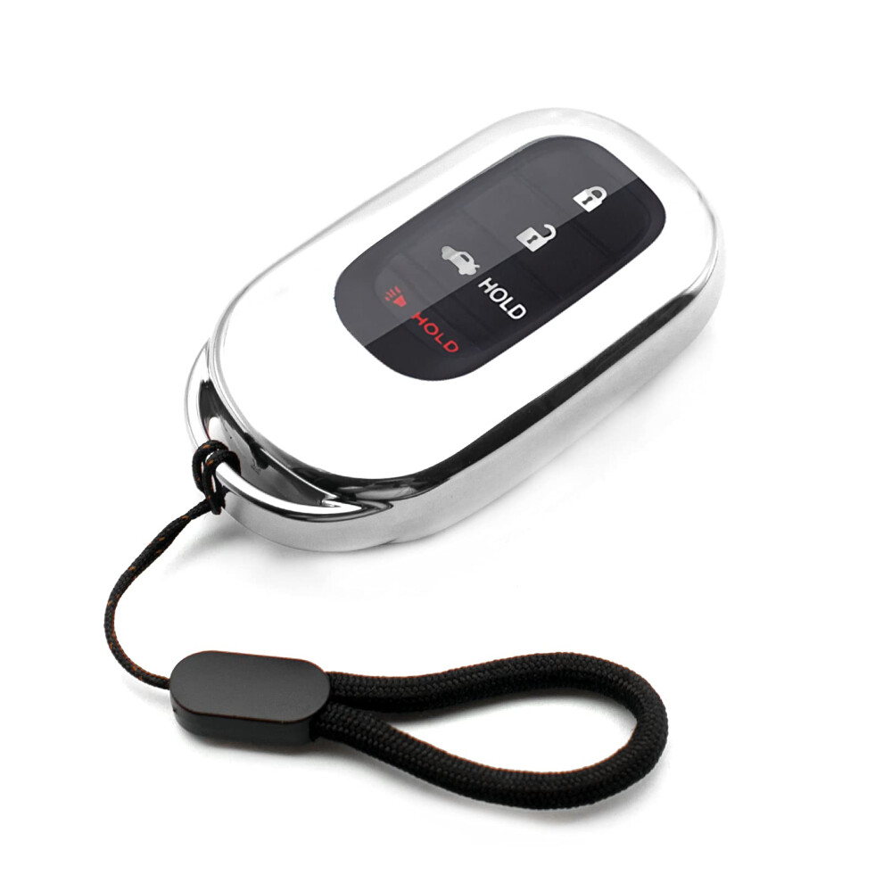 Compatible With Honda Accord Civic Tpu Key Fob Cover Case Remote Holder Skin Protector Keyless Entry Sleeve Accessories Silver 712004280295