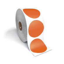 Etichette adesive perforate termiche dirette circolari a 2 colori per codici a barre, indirizzi, etichettatura di piccole imprese, inventario e c