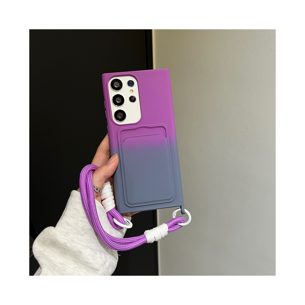 (Purplegreygs, For Samsung S20 Fe) Card Holder Gradient Lanyard Case For Samsung Gala 967855160856