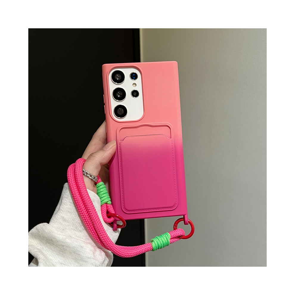 (Roseredgs, For Samsung S20 Fe) Card Holder Gradient Lanyard Case For Samsung Gala 967855161068