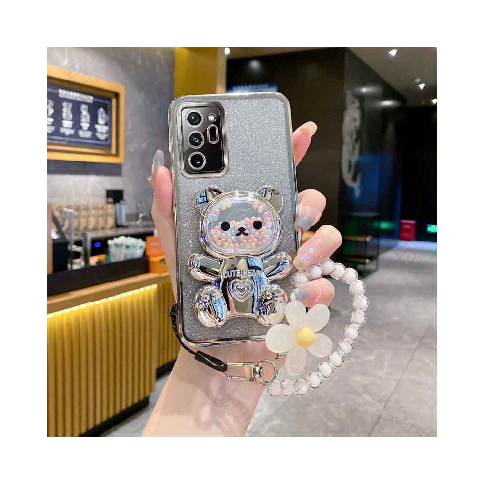 (Silvery, Note 9) Note8 Note9 Note10 Note20 Flower Strap Bear Phone 967855162294