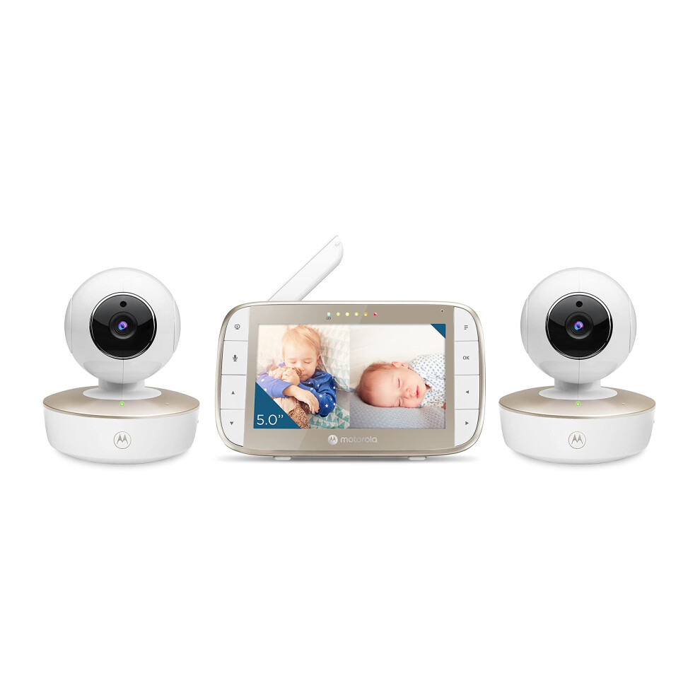 Motorola VM50G - HD Wireless 2-Camera & 5"""" Screen 1000ft Range Video Baby Monitor W/ 2-Way Audio - Indoor/Outdoor Usage  Remote Pan/Tilt/Zoom  R