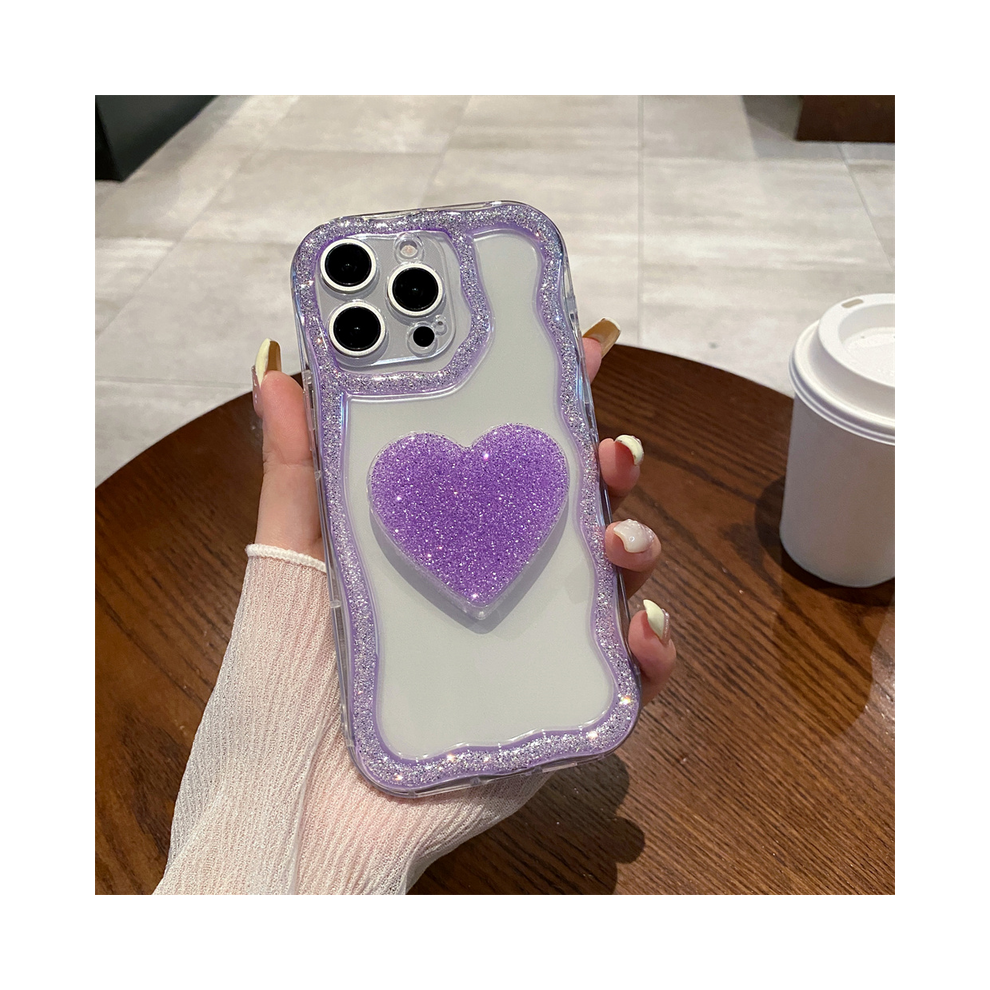 (, For Iphone 13 Promax) Glitter Diamond Heart Holder Phone Case For Iphone Purple 967855154565