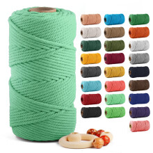 Snur din bumbac macrame 5 mm x 109 yarzi ZUEXT 100 Natural, lucrat manual, colorat, cu 4 fire, frnghie din bumbac mpletit rasucit pentru aga?at
