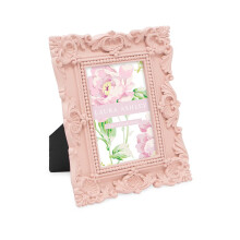 Laura Ashley 2x3 Pink Ornate Textured Hand-crafted Resin Picture Frame with Easel for Tabletop & Wall Display Decorative Floral Design Home DAcor P