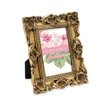 Laura Ashley 2x3 gold Ornate Textured Hand-crafted Resin Picture Frame with Easel for Tabletop & Wall Display Decorative Floral Design Home DAcor P