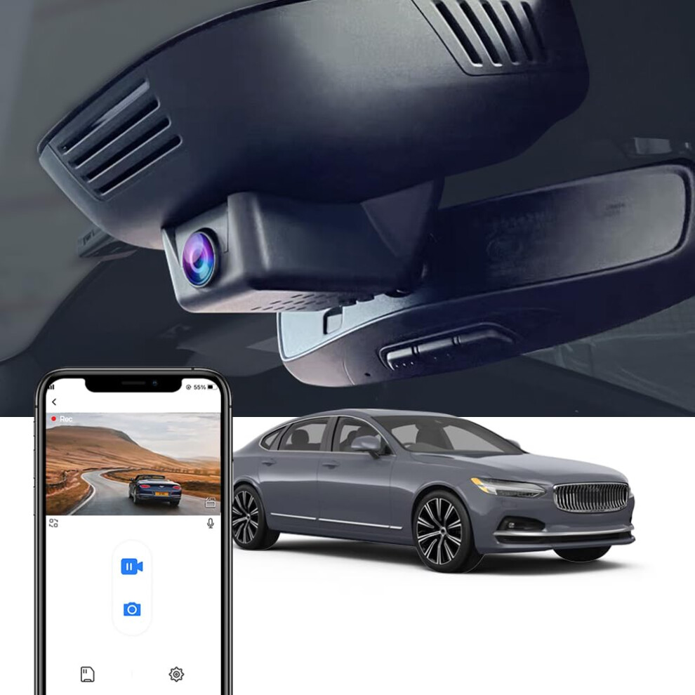 Fitcamx 4K Dash Cam Suitable for Volvo V90 XC60 S90 2022 2023 2024 B5 B6 T8 Model B  OEM Factory Look  2160P UHD Video  Loop Recording WiFi  Collision-image-OPC-PFNNV82-NEW