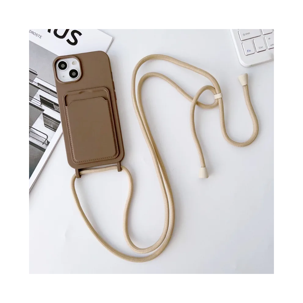 (Coffee, Iphone 13) Crossboby Lanyard Rope Phone Case For Iphone 16 15 Brown 967855170725