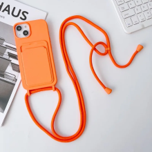(Orange, IPhone 13 Pro Max) Crossboby Lanyard Rope Phone Case for IPhone 16 15