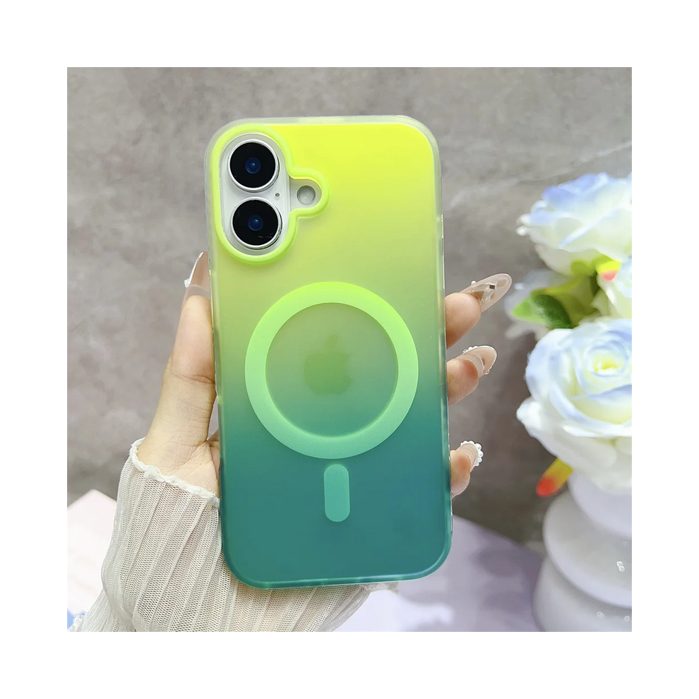 (Yellow Green, For Iphone 13 Pro) Magsafe Magnetic Matte Gradient Case For Iphone 16 Green,Yellow 931287565909