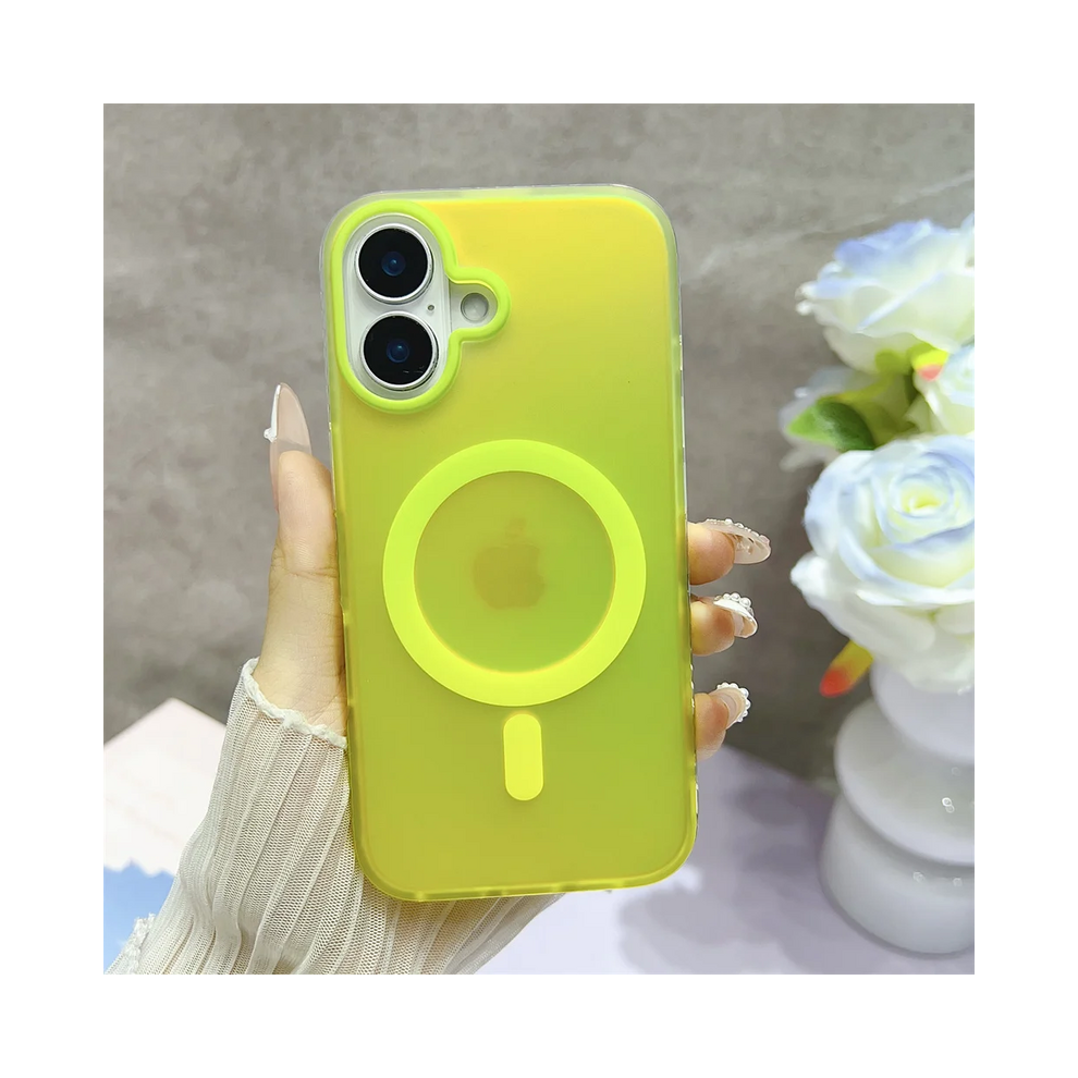 (, For Iphone 12 Pro) Magsafe Magnetic Matte Gradient Case For Iphone 16 Yellow 931287566081