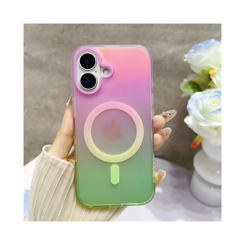 (Pink Green, For Iphone 14 Promax) Magsafe Magnetic Matte Gradient Case For Iphone 16 Pink,Green 931287566432