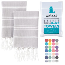 Serviettes de main turques a Wetcat avec boucle suspendue (20 x 30) - Ensemble de 2 100% coton doux - serviettes de cuisine boho pre-lavees - ser