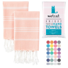 Serviettes de main turques a Wetcat avec boucle suspendue (20 x 30) - Ensemble de 2 100% coton doux - serviettes de cuisine boho pre-lavees - ser