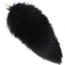 Forssils ?gte R?vehale Fluffy Furry R?vepelshale N?glering Sort R?d Hvid R?vehalepels Cosplay Leget?j til B?rn (Sort)