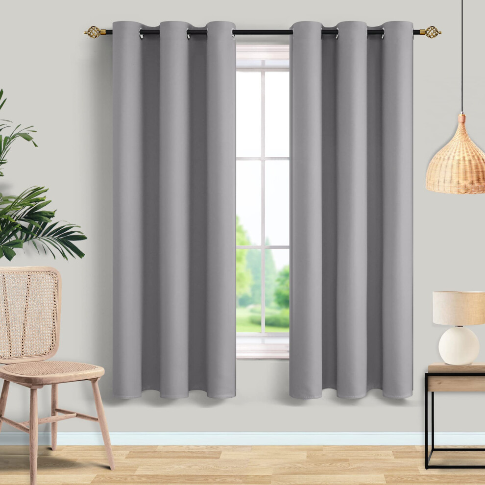 MrsNaturall Stores occultants gris clair pour fen   tres 72 pouces de longueur 2 panneaux Ensemble de rideaux occultants pour salon chambre 42 x 72