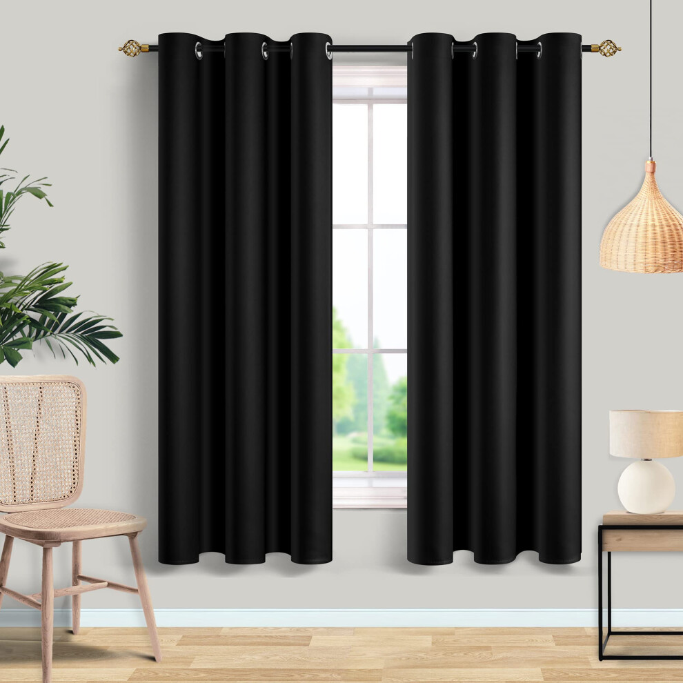 Rideaux noirs MrsNaturall de 183 cm de long pour chambre     coucher, 2 panneaux        illets, rideaux occultants isol   s pour salon, 183 cm de long