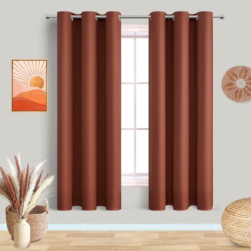 Rideaux occultants MrsNaturall en terre cuite chaude, longueur 183 cm, pour salon, ensemble de 2 panneaux,    illets, rideaux d'hiver isolants et l