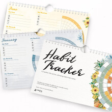 Metafox- Habit tracker-kalender udateret planl?gger og vane tracker spiral m?nedlig planl?gger 12-m?neders vane tracker journal og m?ls?tningspla