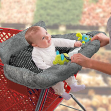 Zomer 2-in-1 volledig dekkende, comfortabele winkelwagenhoes (Heather Gray) en kinderstoelhoes met afneembare stoelpositieband, telefoonhouder en spee