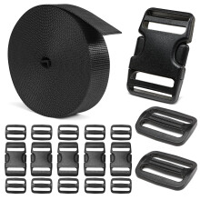 BEYOURD Heavy-Duty prezky a sada popruhu 1-1/2"""": 6 yardu silnho nylonovho popruhu 6-balen nastavitelnch plastovch prezek s rychlm bocnm uvoln