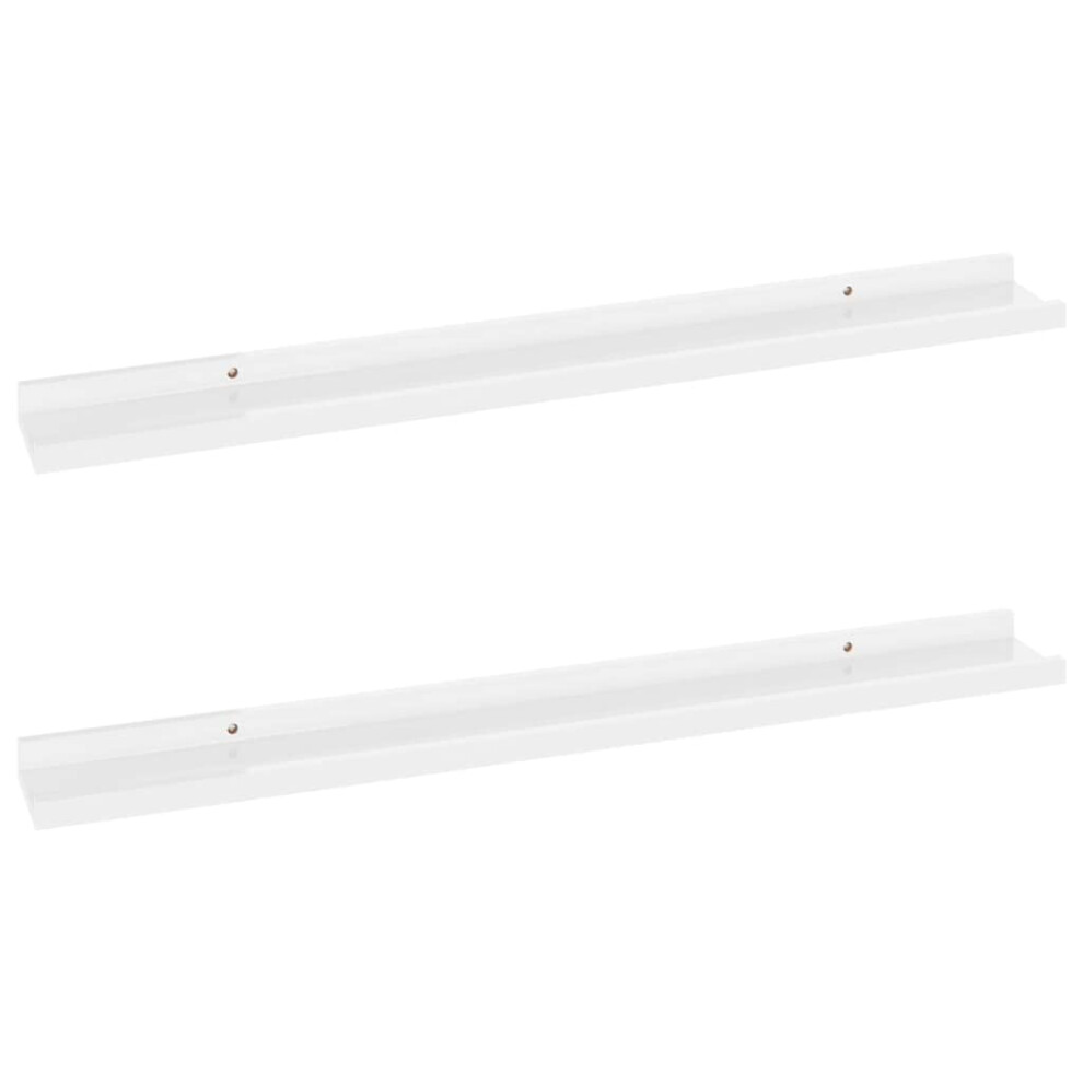 vidaXL 2X Wall Shelves Wall Mounted Storage Hanging Display Organizer Living Room Home Interior Office CD Rack Ledge Floating High Gloss White 31.5