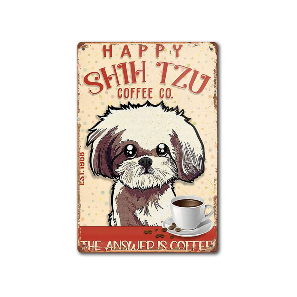 Cadeau pour les amoureux du Shih Tzu Affiche Chien Heureux Shih Tzu Coffee Company Affiche Art Mural Caf    Salle de Bain D   coration Maison Plaques