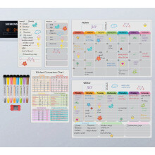 Hivillexun Magnetisches, trocken abwischbares Kalender-Whiteboard-Set (5er-Pack) inklusive Monatsplaner, Wochenplaner, Mahlzeiten-Organizer, Umrech