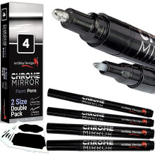 4 pixuri de vopsea cu oglinda cromate Pachet dublu de markere cu vrf extra fin ?i mediu pentru carduri Postere Cani pentru pictura n stnca din