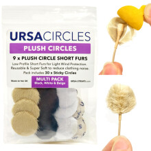 URSA Plush Circles  5 mm lange LAV-Bezge aus kurzem Fell. Wiederverwendbar und superweich. 25 mm Durchmesser (9x Kreise + 30x Stickies MultiPack)