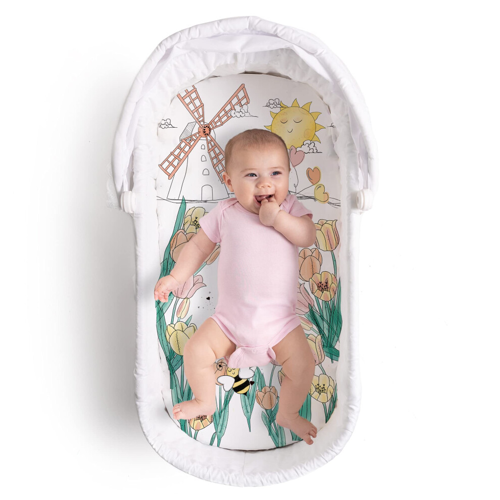JumpOff Jo - Drap-housse pour berceau, en coton doux et flexible, pour matelas ovales, rectangulaires et sabliers de taille standard, 40,6 x 81,3