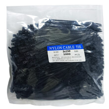 1000 stk 6 tommer kabel lynl?se Heavy Duty Premium plastik tr?db?nd med 18 LBS tr?kstyrke UV resistente kabelbindere Selvl?sende sorte nylon bind