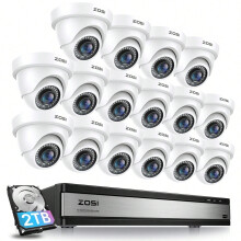 ZOSI CCTV 1080P 16 Cameras System 2TB HDD Home Security Instant Alert