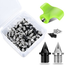 Nuolifee 1/4 Inch Track Spikes 100 Stuks Stalen Track Shoe Spikes Vervangingen en Spike Wrench voor Sport Running Track Schoenen Golf Spikes