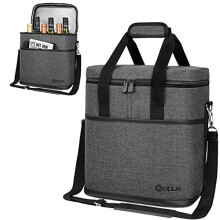 OPUX 6 Bottle carrier Tote  Insulated Padded Wine cooler Bag for Travel Picnic  BYOB  Portable Leakproof Wine Tote Bag for Dinner  Party  christmas  W