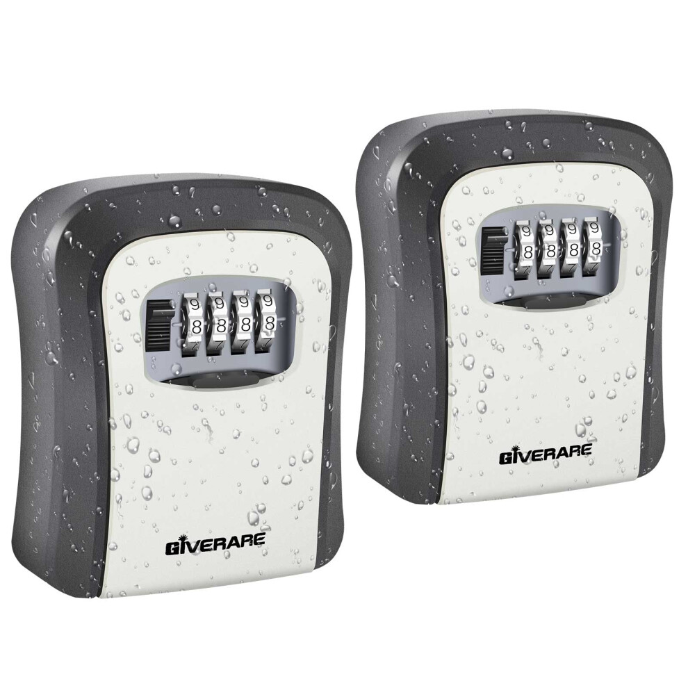 Giverare - Caja De Seguridad Con Llave Para Pared (2 Unidades), Combinaci N De 4 D Gitos, Impermeable, Para Exteriores, Para Casa, Con Llave Rein-image