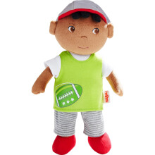 HABA Snug Up Soft Doll Mason- 11.5"""" Soft Boy Doll with Black Hair (Machine Washable)