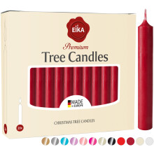 Eika Premium Christmas Tree Candles - Sæt med 20 traditionelle julevoksslys til pyramider karuseller og klokkeslæt - lavet i Europa - Fastfarvet