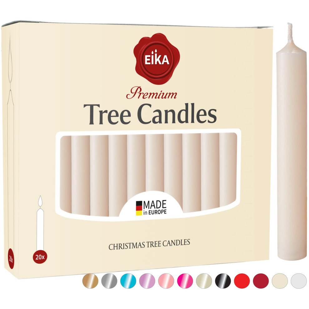 Eika Premium Christmas Tree Candles - Set of 20 Traditional Christmas Wax Candles for Pyramids  Carousels & Chimes - Made in Europe - Solid Colored --image-OPC-PGDYK5T-NEW