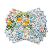 Maison d Hermine cloth Placemat 100% cotton Set of 4 Decorative Washable Place Mats Table Placemat Dining Kitchen Parties & camping Agrume - Sprin